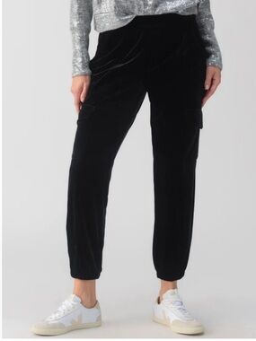Sanctuary Black Velvet Rebel Cargo Jogger Pants XS NWT